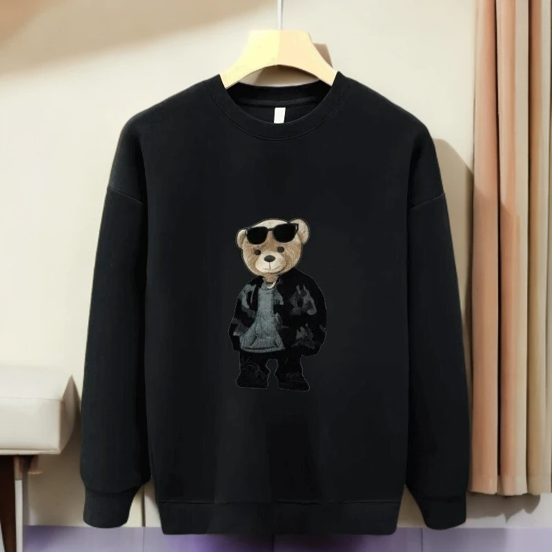 仓石一树潮牌秋冬季圆领卫衣男新款潮流小熊百搭休闲宽松时尚上衣