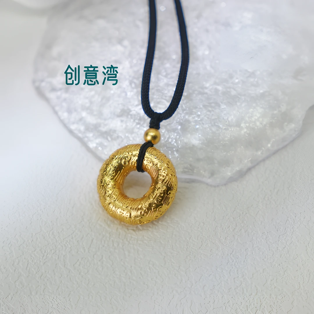 合金布艺吊坠 百福平安扣吊坠项链D2124