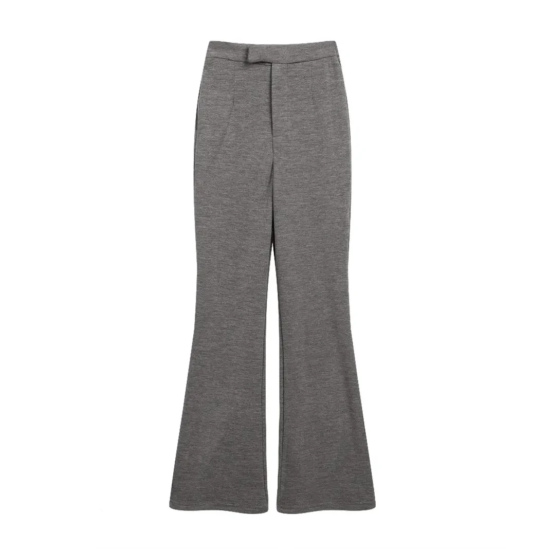 2025年冬季新款加绒显瘦高腰垂感面膜微喇长裤