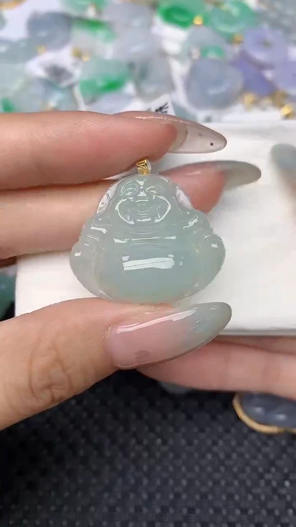 翡翠18K金镶嵌颈饰天然翡翠a货
