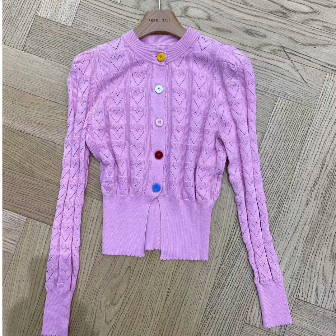 【no退no换 谨慎下单】爱心五彩扣针织衫 001906020118