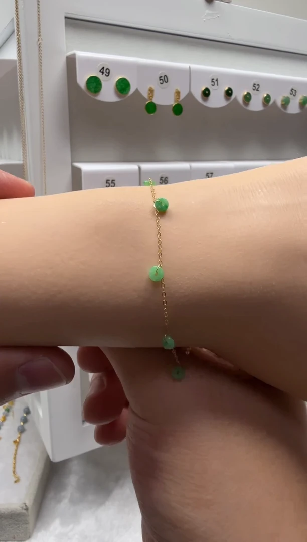 18K金镶嵌手链翡翠缅甸天然翡翠a货