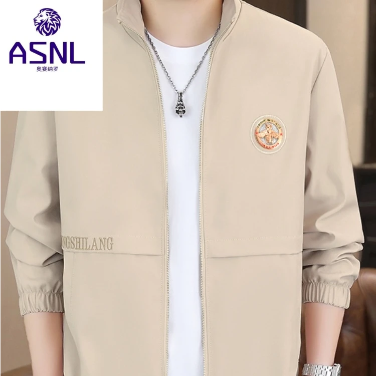 春秋季新款潮牌商务休闲男士青年刺绣小蜜蜂飞行员夹克外套棒球服