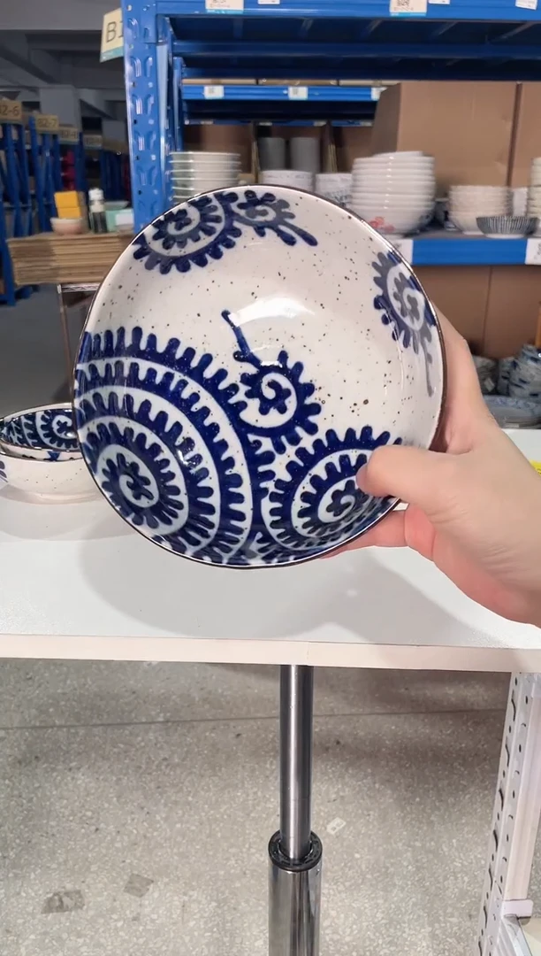 陶瓷波轮唐草6.6英寸异形钵