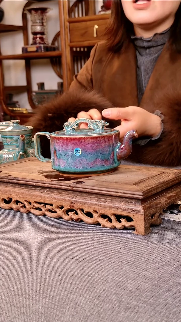 瓷片如意壶 土魂钧瓷