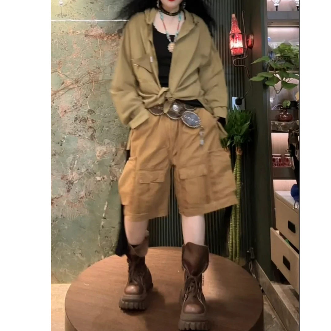 新款定制焦糖色工装短裤
