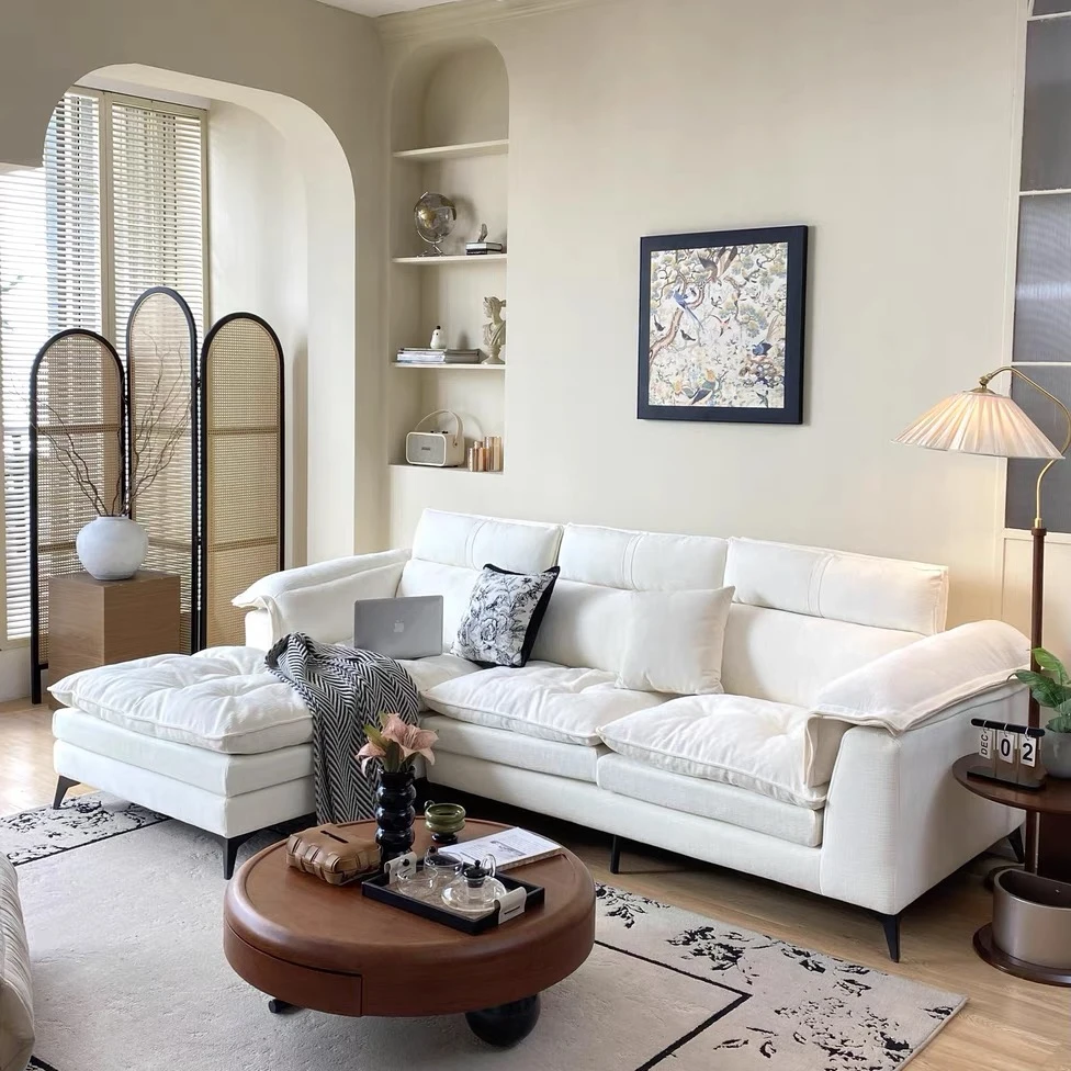 【五防雪尼尔】可拆洗布艺沙发客厅小户型实木布艺奶油风沙发贵妃榻