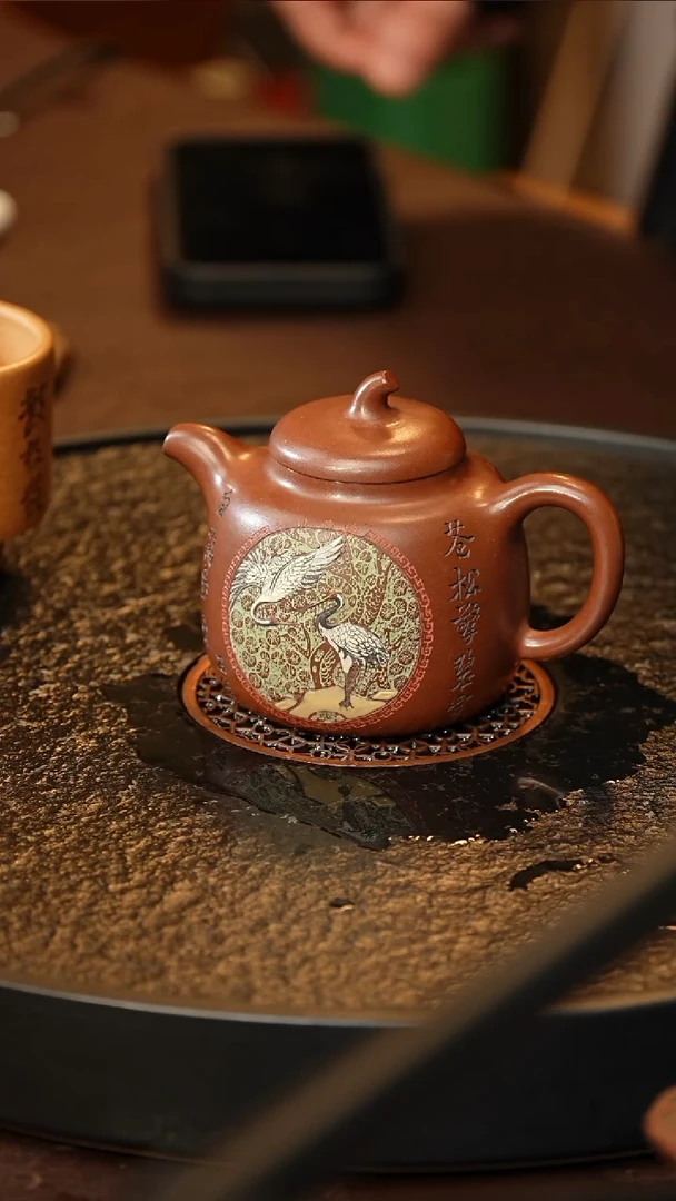 茶壶紫砂dxy 茄瓜 紫泥 280+画+杯