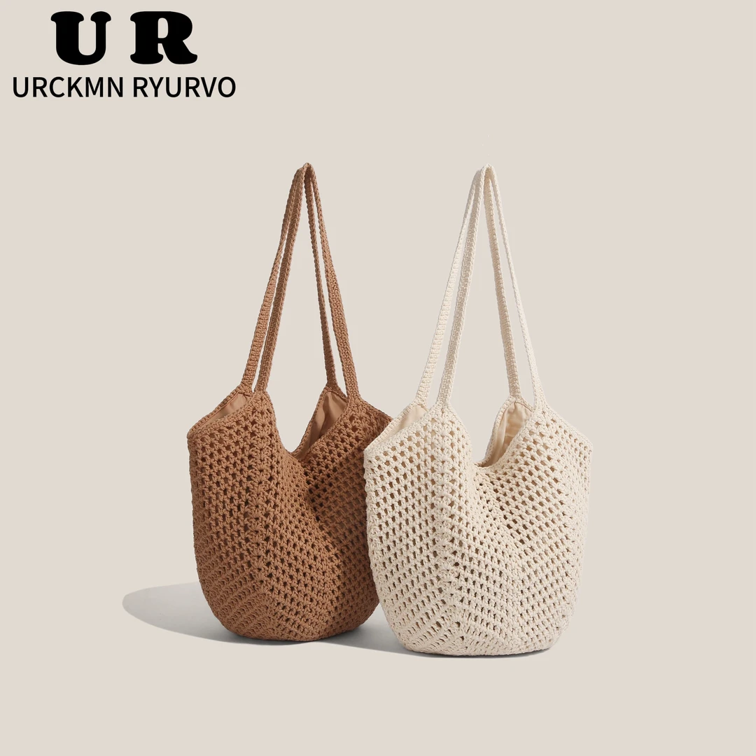 URCKMN RYURVO韩风chic钩织包网格包手工编织镂空夏天海边沙滩包