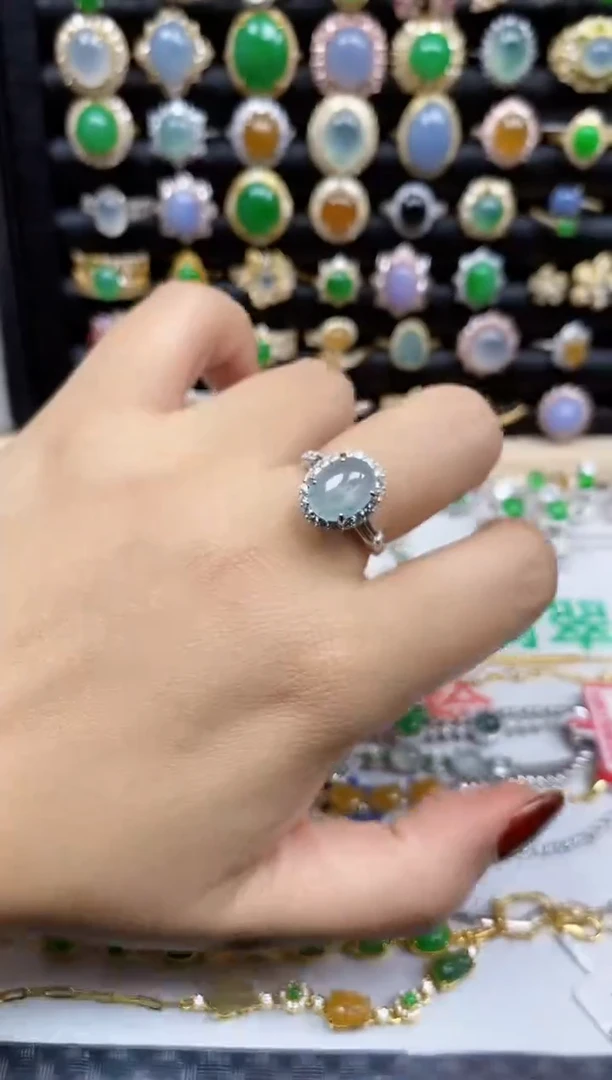 银S925镶嵌戒指翡翠620