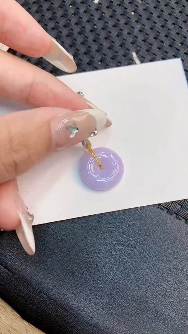 翡翠18K金镶嵌吊坠(不含链)1