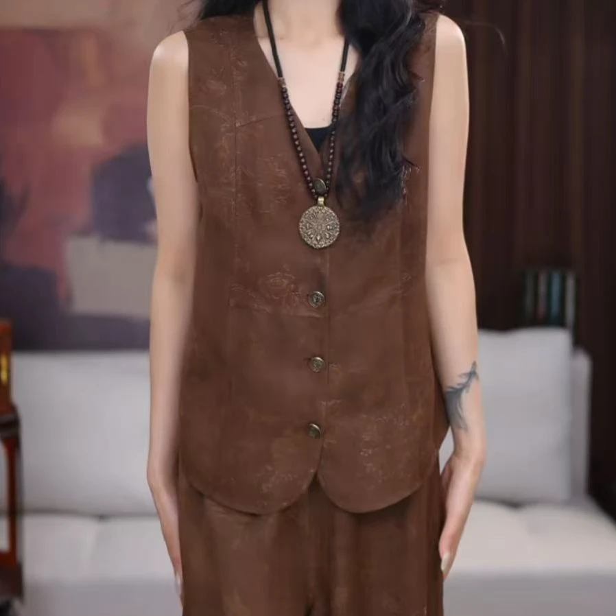 B【亦尧】香云纱新中式腔调设计感文艺百搭气质百搭复古时尚马甲