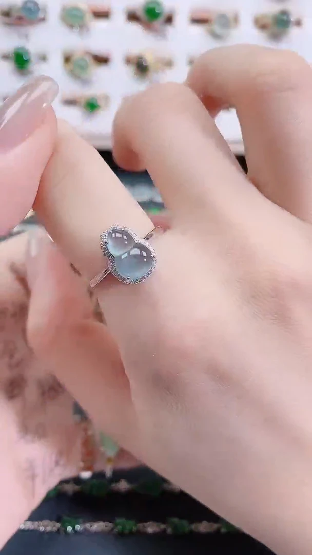银S925镶嵌戒指翡翠天然翡翠