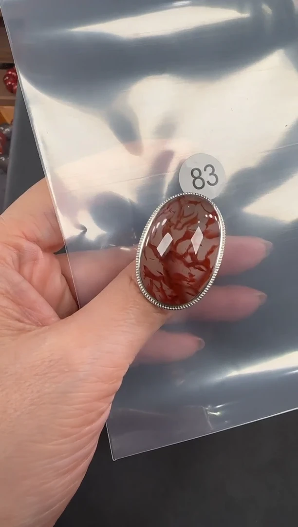 银S925镶嵌南红玛瑙珠宝半成品小***宝原矿无优化无胶裂冰飘戒指