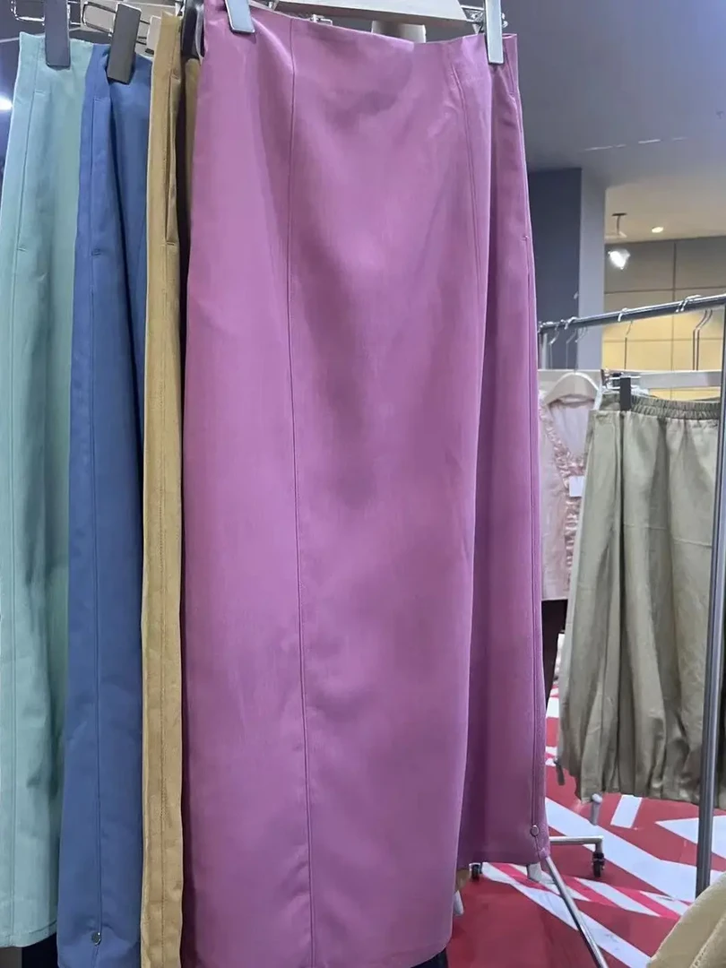 09672多色后开叉半身裙