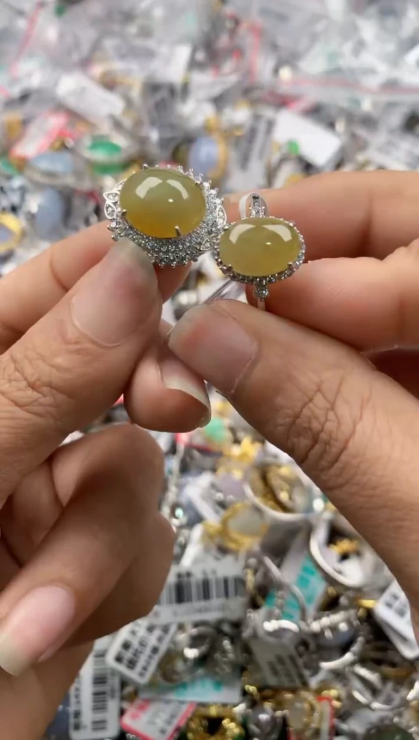 银S925镶嵌戒指翡翠3333----7