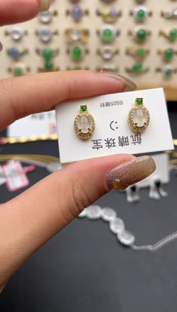 翡翠戒指银S925镶嵌一物一证一礼盒