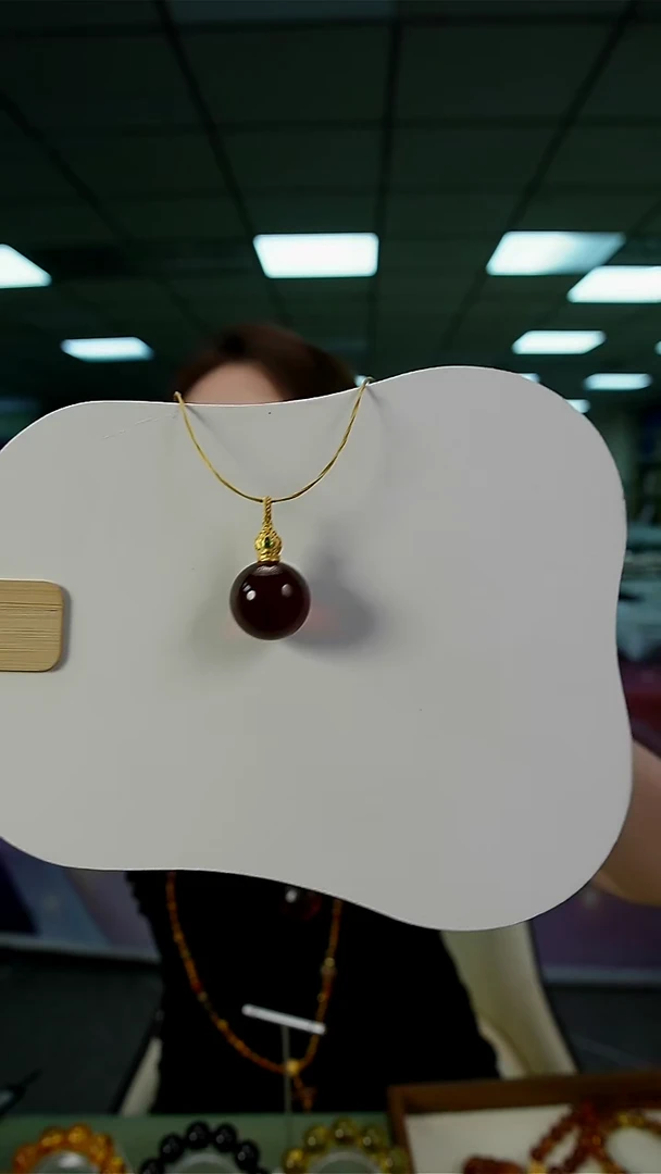 琥珀颈饰未镶嵌单颗缅甸血珀设计款项链