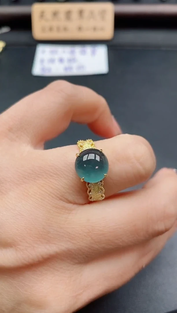 银S925镶嵌戒指翡翠1