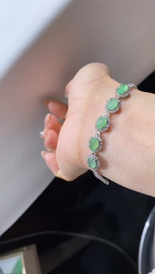银S925镶嵌手链翡翠手链