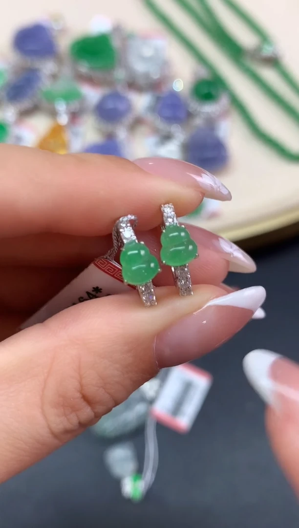 18K金镶嵌翡翠耳饰耳饰|5980