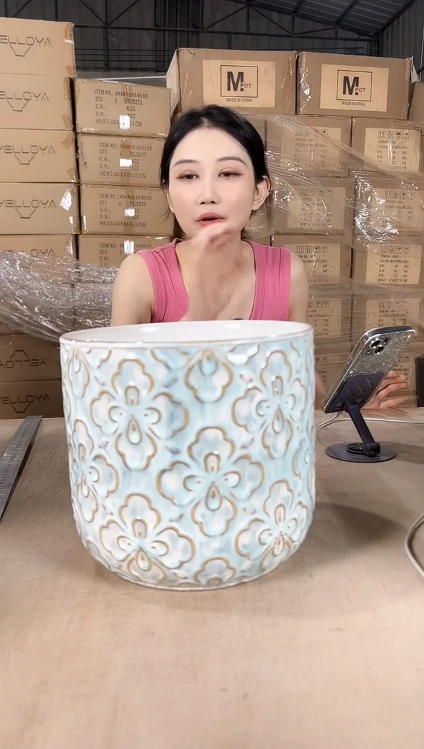 浮雕花朵梦幻蓝大号20x19