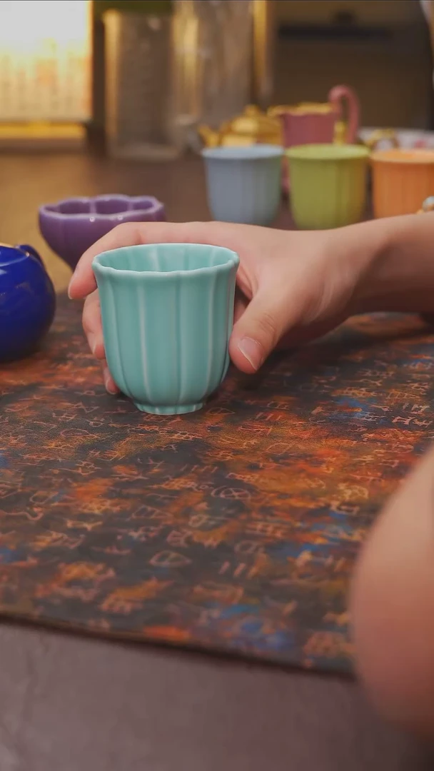 茶杯紫砂【宜景窑天水碧系列】筋纹杯