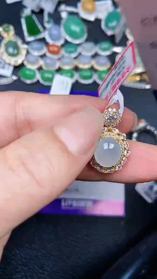 颈饰银S925镶嵌翡翠0763