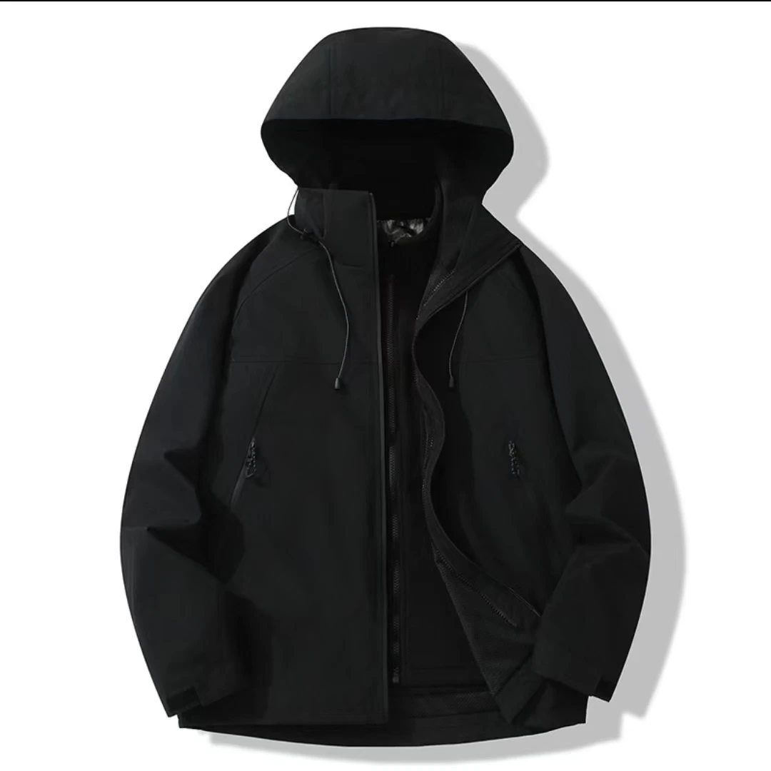 Tiannade情侣加厚防风防水可拆卸时尚连帽冲锋衣外套3111