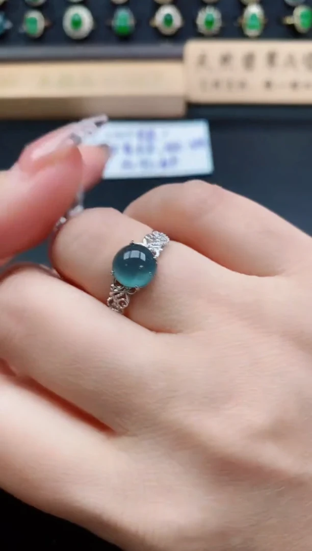 银S925镶嵌戒指翡翠1