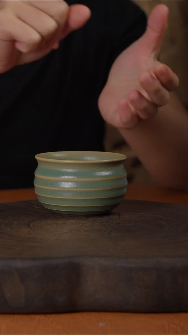 汝瓷 柴烧弦纹杯