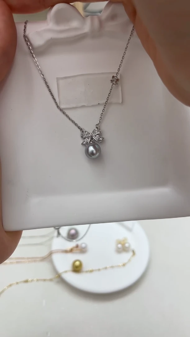 银S925镶嵌套链海水珍珠套链