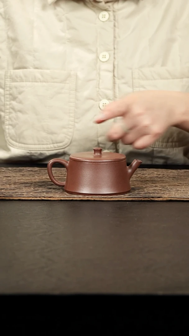 茶壶紫砂老紫泥内推云柱150cc