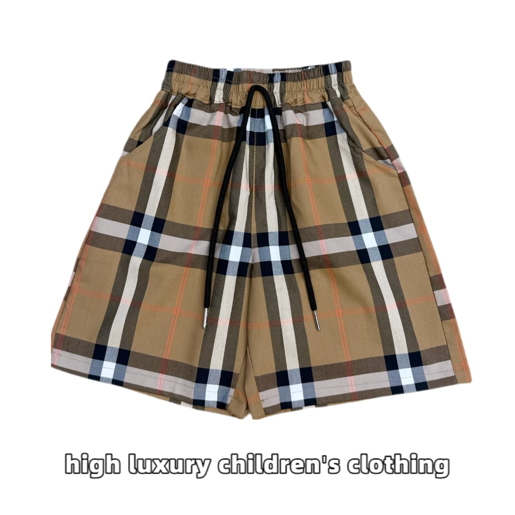 DDM KIDS经典大格轻薄 宽松洋气中裤夏季男女儿童中性潮流短裤