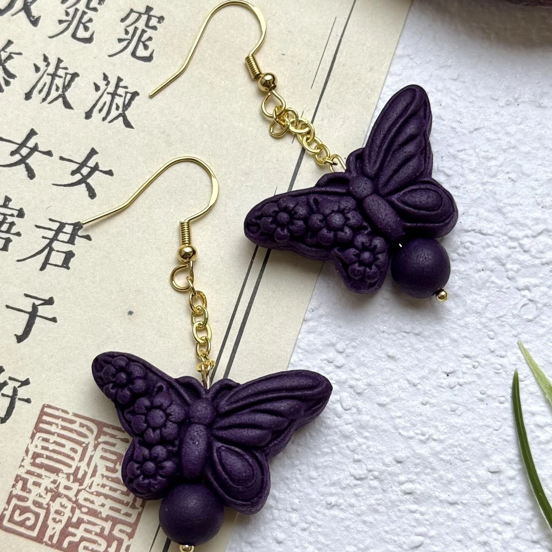 不慌【耳环合集】蝴蝶/莲花 手作合香珠耳环