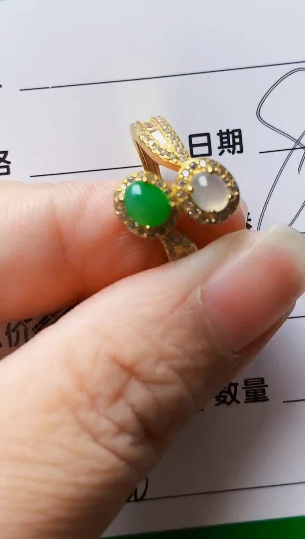 银S925镶嵌戒指翡翠3430