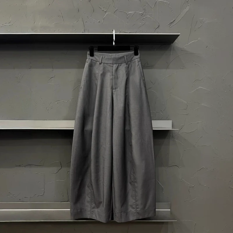 高端欧货2025年秋季新款显瘦百搭高腰休闲宽松阔腿直筒裤女西装裤