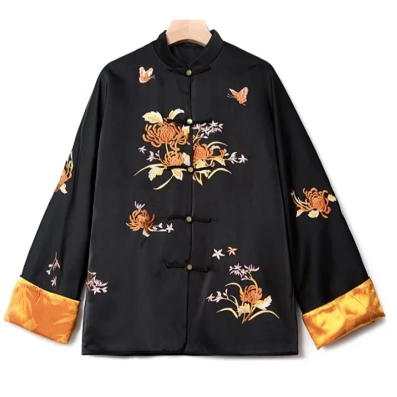 【暖秋专属】新中式立领蝴蝶刺绣长袖一字扣外套WT227408