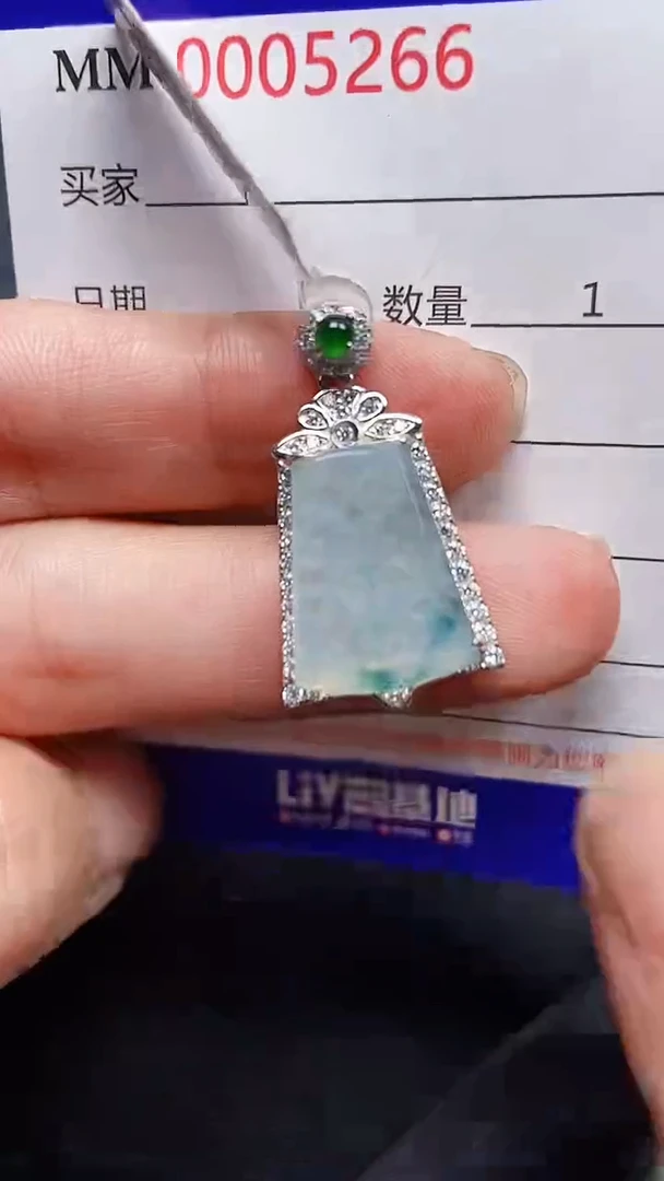 颈饰银S925镶嵌翡翠5266