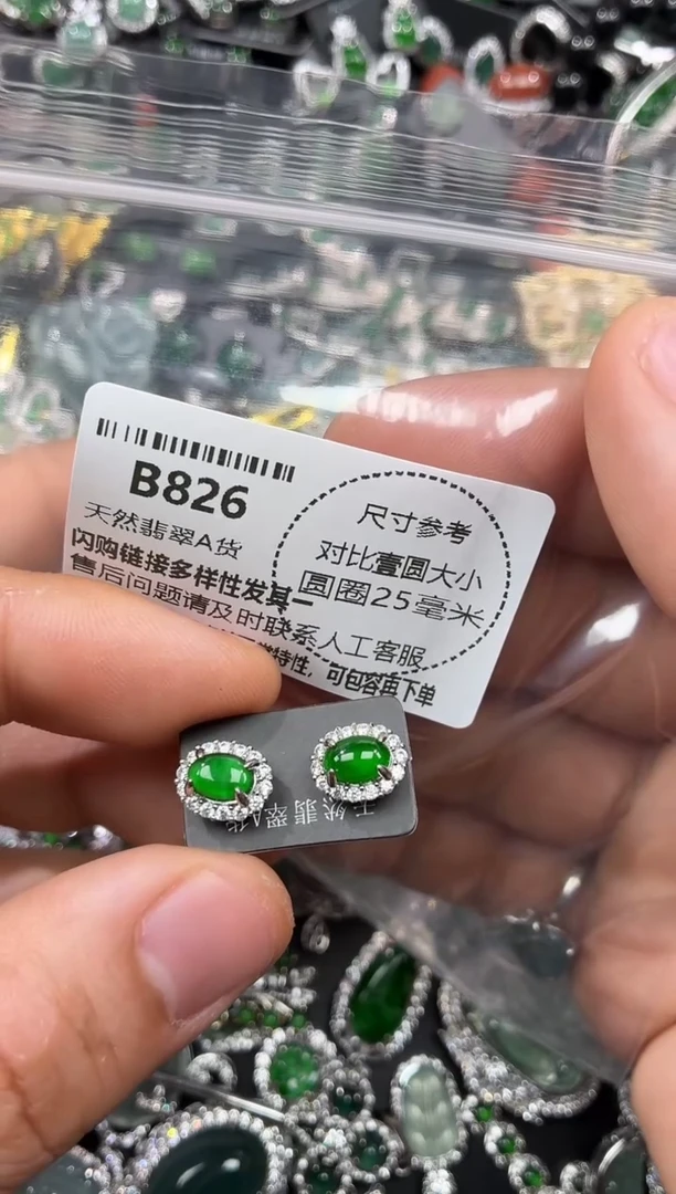 颈饰未镶嵌翡翠B826耳钉