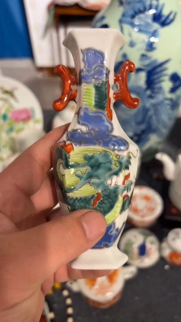 摆件瓷摆件瓷摆件单只龙瓶
