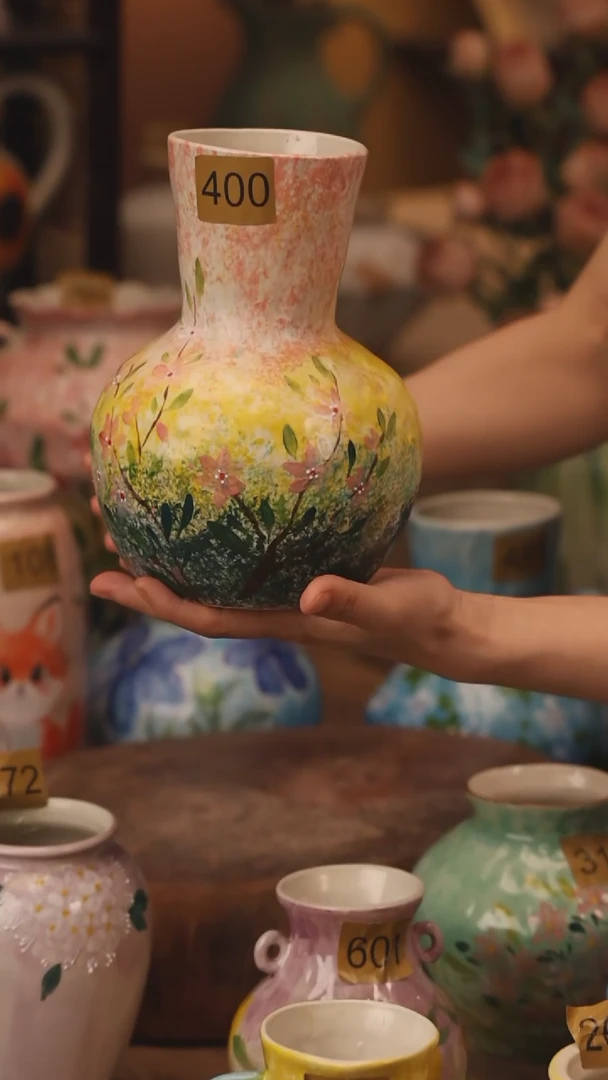 陶瓷400景德镇设计师手作花器摆件侘寂风