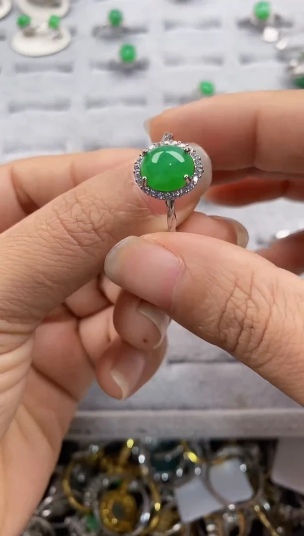 银S925镶嵌戒指翡翠111---7