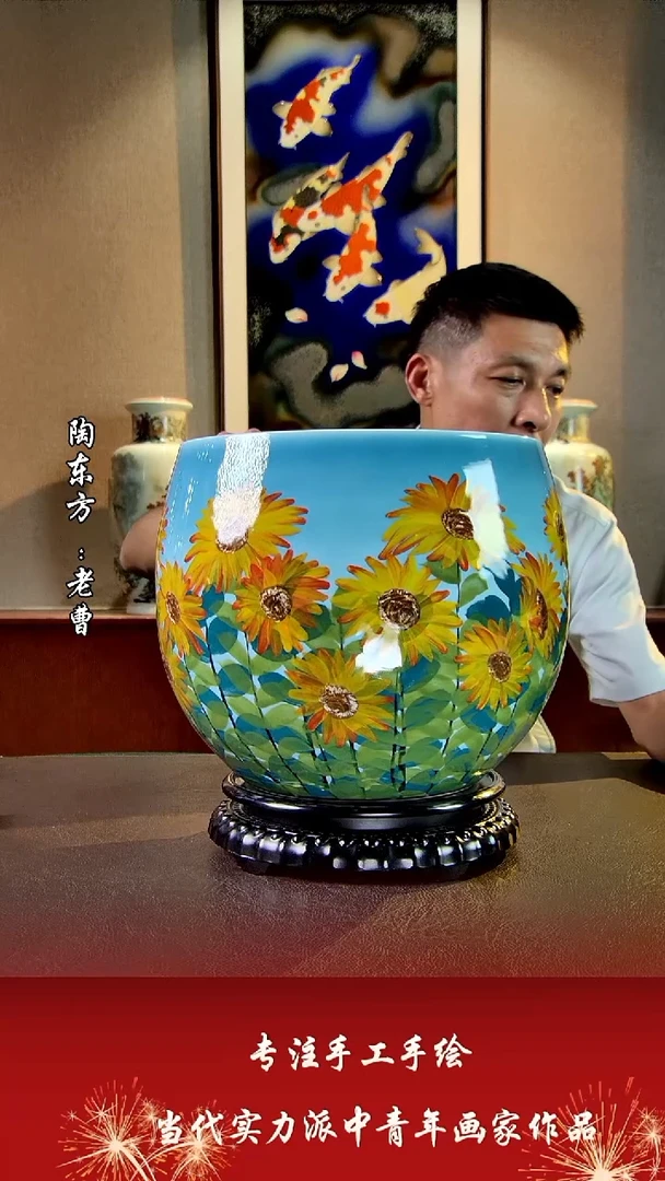 摆件景德镇陶东方艺术作品花瓶摆件瓷板画