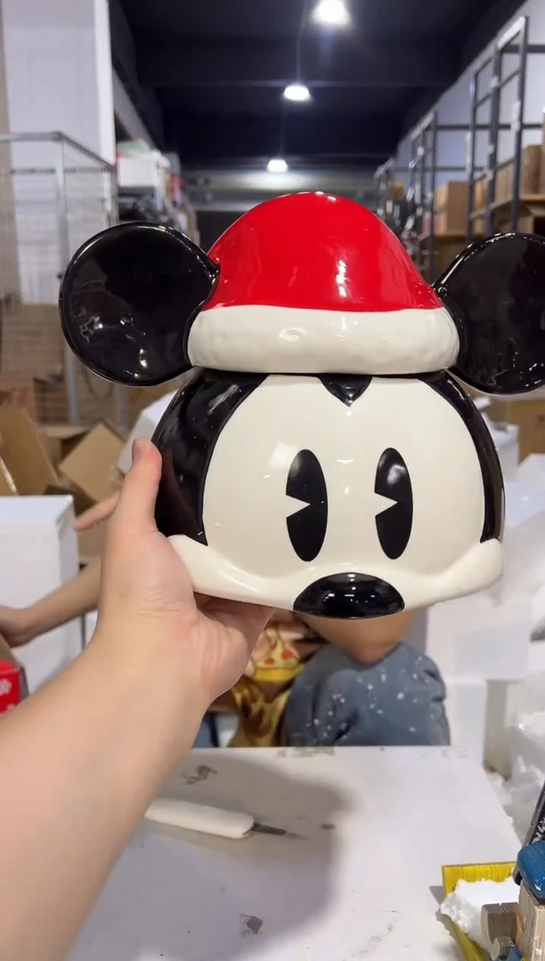 瓷片新款大号圣诞原盒米奇头罐