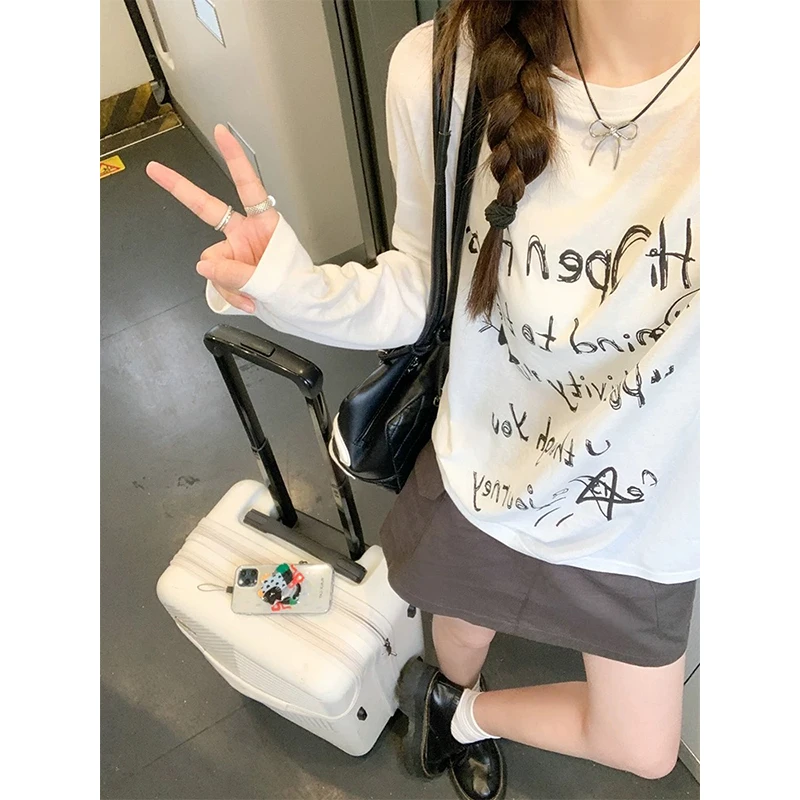 48H【涂鸦少女防晒t】加长印花长袖夏季休闲罩衫显瘦薄款T恤 SU151