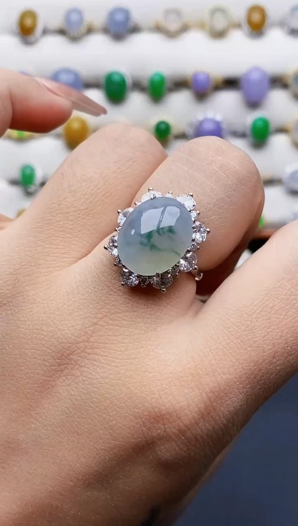 银S925镶嵌戒指翡翠2366