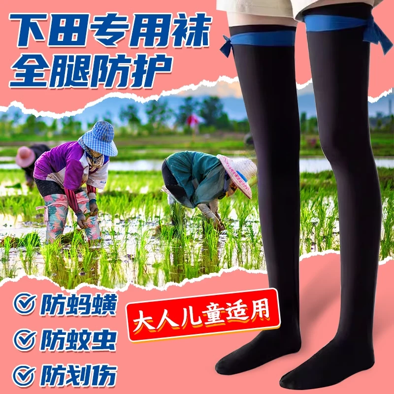 下田插秧水袜子女士插秧水鞋防水蛭袜脚套水田插秧专用水裤防磨脚
