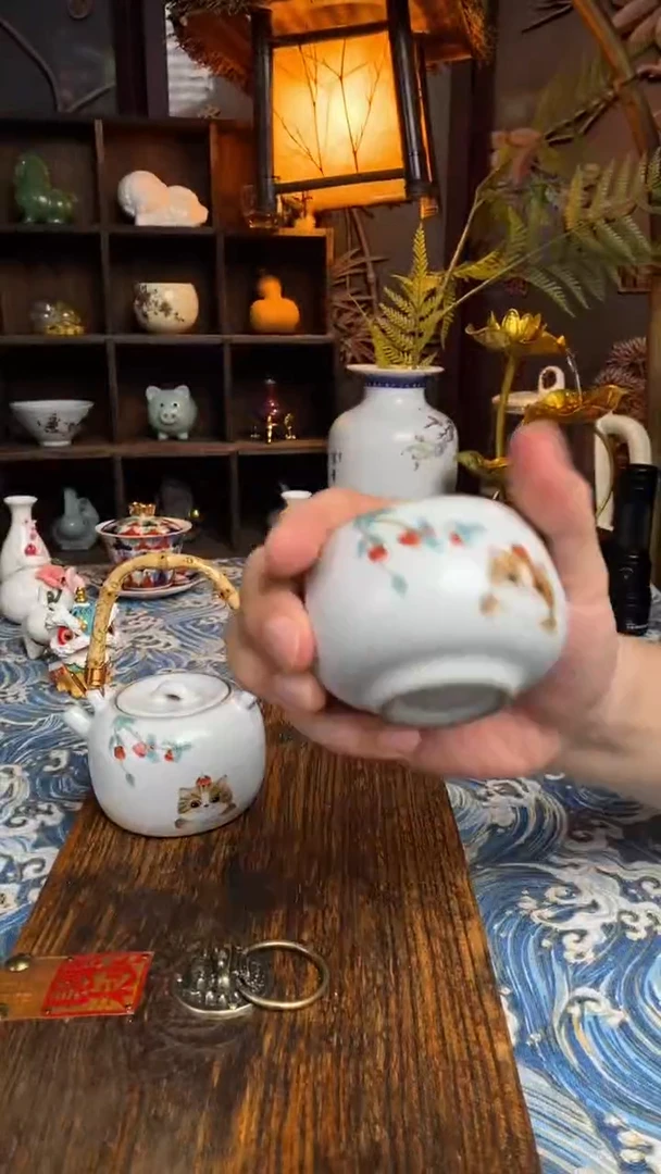 猫咪提梁壶加杯子