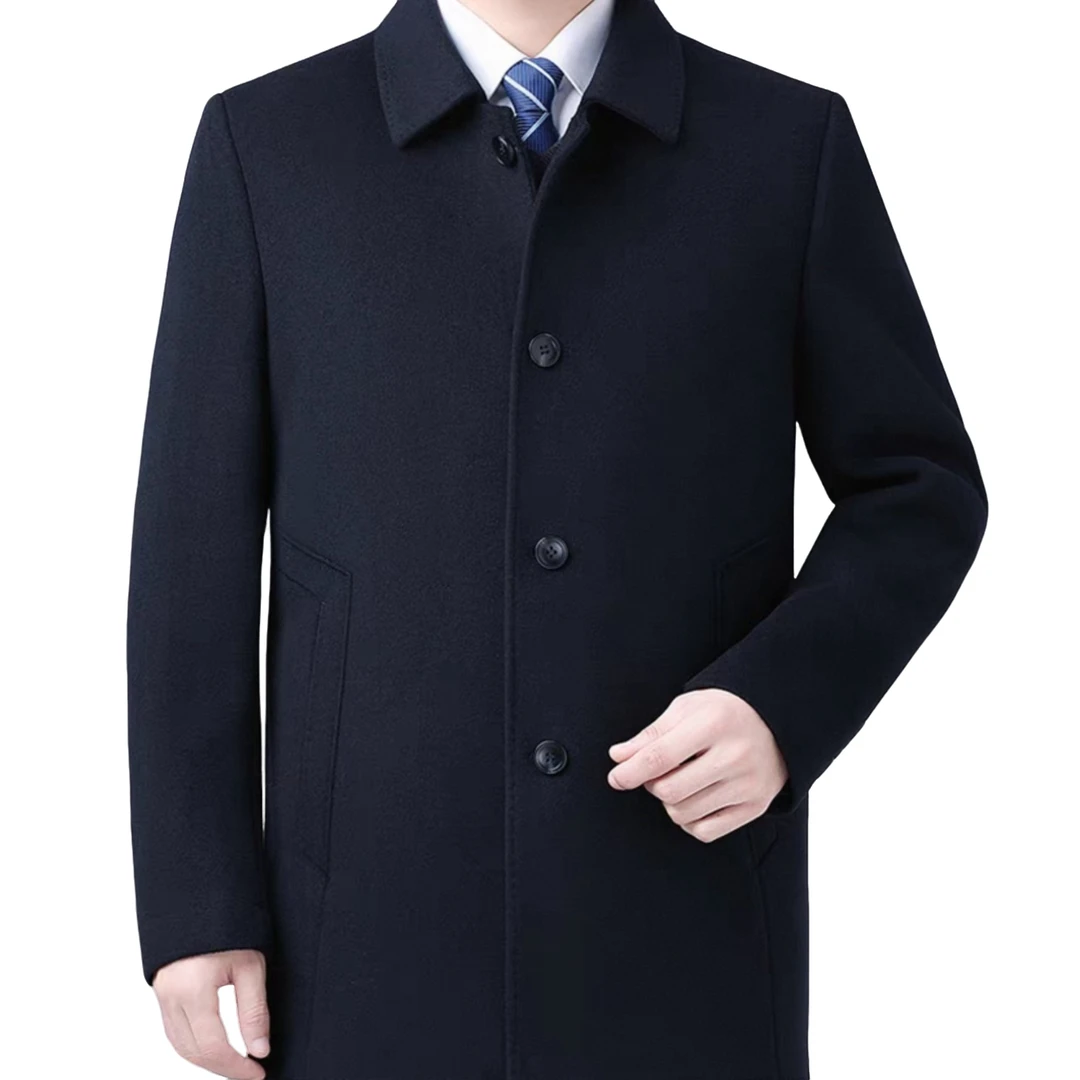 【鹅绒内胆+双面羊毛】短款双面羊毛呢大衣男士高端商务呢子外套